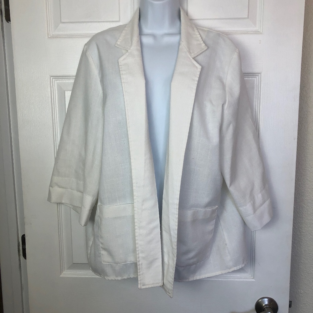 Vintage White Tailored Harlow Open Blazer Jacket